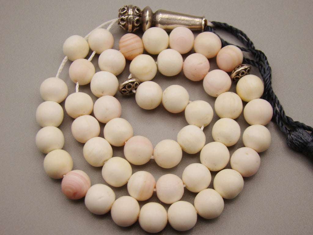 Antique Natural Undyed White Angel Skin Coral Rosary beads - Kingdom of Antique Arts