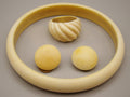 Antique Natural Elephant Ivory Bracelet + Earrings + Ring - Set - Kingdom of Antique Arts