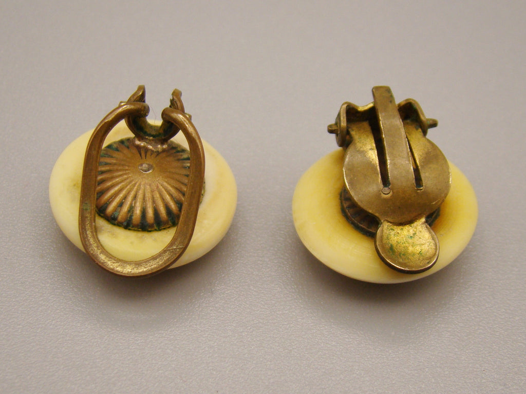Antique Natural Elephant Ivory Bracelet + Earrings + Ring - Set - Kingdom of Antique Arts