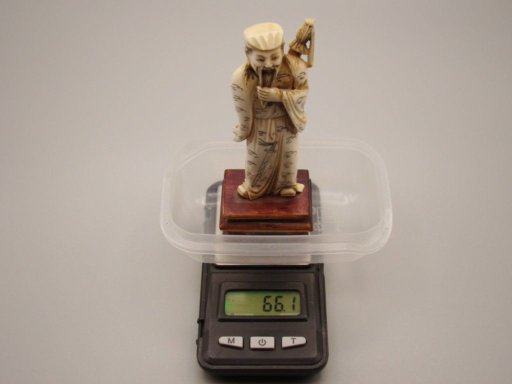 Antique Natural Elephant Ivory Figur - Handcarved - Netsuke Signed - Japan - Kingdom of Antique Arts