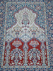 Antique signed Hereke silk wall carpet displayed on wall mosque motif CA017