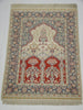 Antique signed Hereke silk wall carpet center composition mosque motif CA017