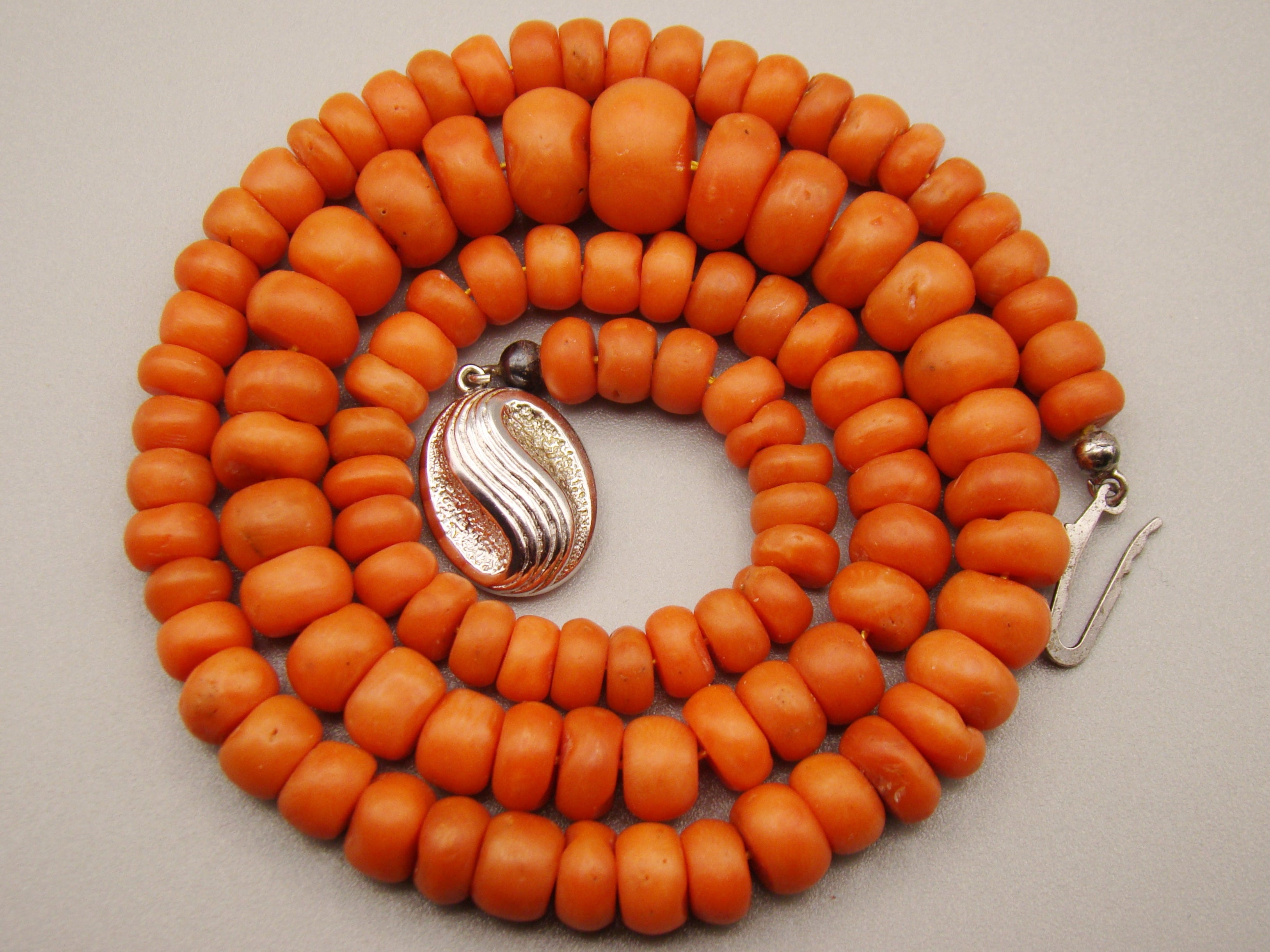 Antique Natural Undyed Orange Coral Necklace - Kingdom of Antique Arts