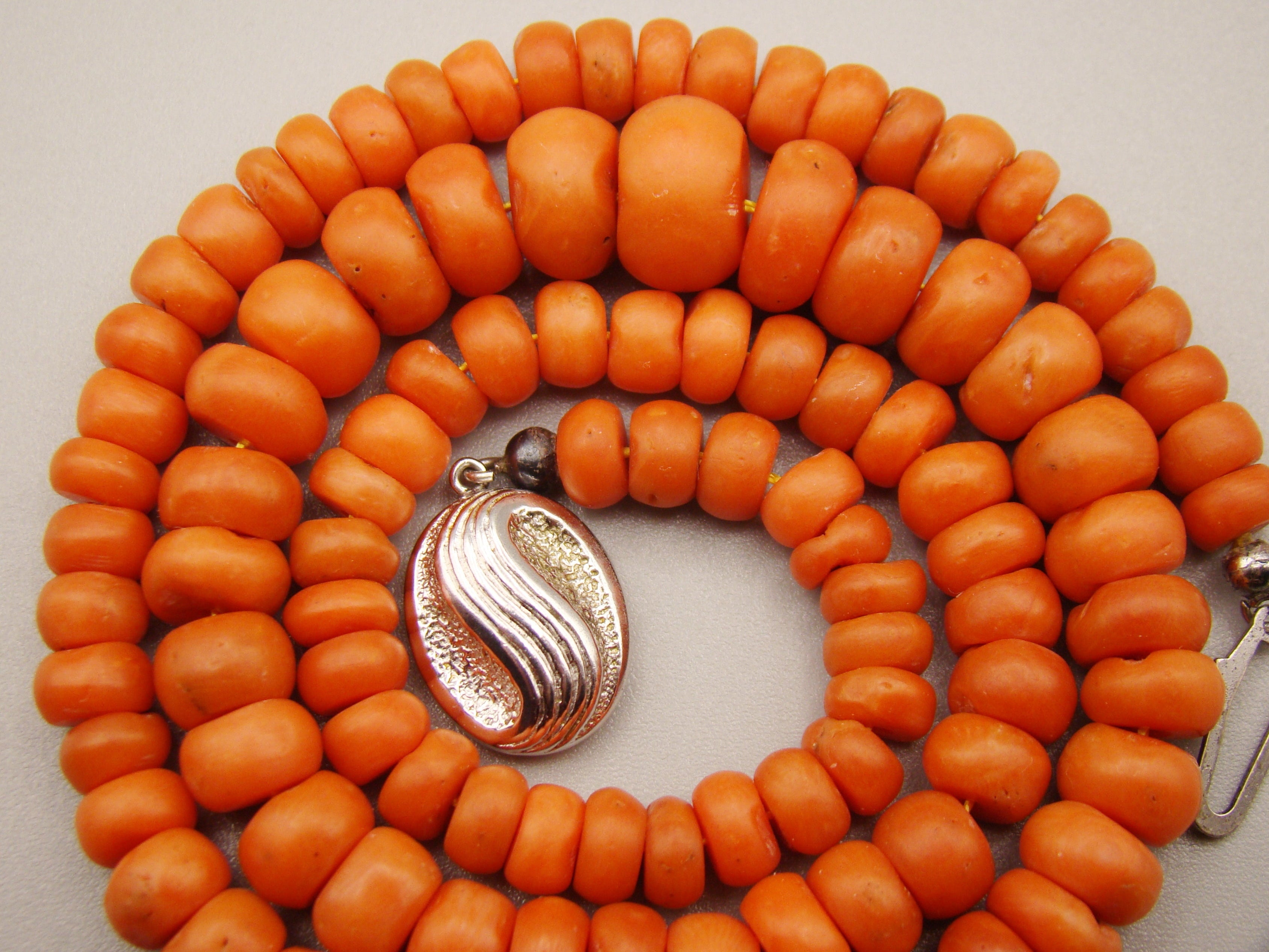 Antique Natural Undyed Orange Coral Necklace - Kingdom of Antique Arts