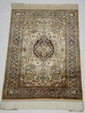 Antique Oriental silk wall carpet floral design full view CA018