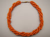 antique coral, natural coral, undyed coral, dark orange coral, Italian coral, pacific coral, Sardinian Coral, sea coral, Mediterranean coral, Mediterranean orange, handcarved coral, orange coral, 14 karat gold clasp, coral necklace, coral chain
