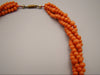 antique coral, natural coral, undyed coral, dark orange coral, Italian coral, pacific coral, Sardinian Coral, sea coral, Mediterranean coral, Mediterranean orange, handcarved coral, orange coral, 14 karat gold clasp, coral necklace, coral chain
