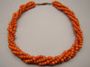 antique coral, natural coral, undyed coral, dark orange coral, Italian coral, pacific coral, Sardinian Coral, sea coral, Mediterranean coral, Mediterranean orange, handcarved coral, orange coral, 14 karat gold clasp, coral necklace, coral chain