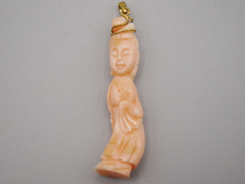 Antique Natural Undyed Salmon Coral Pendant - Kingdom of Antique Arts