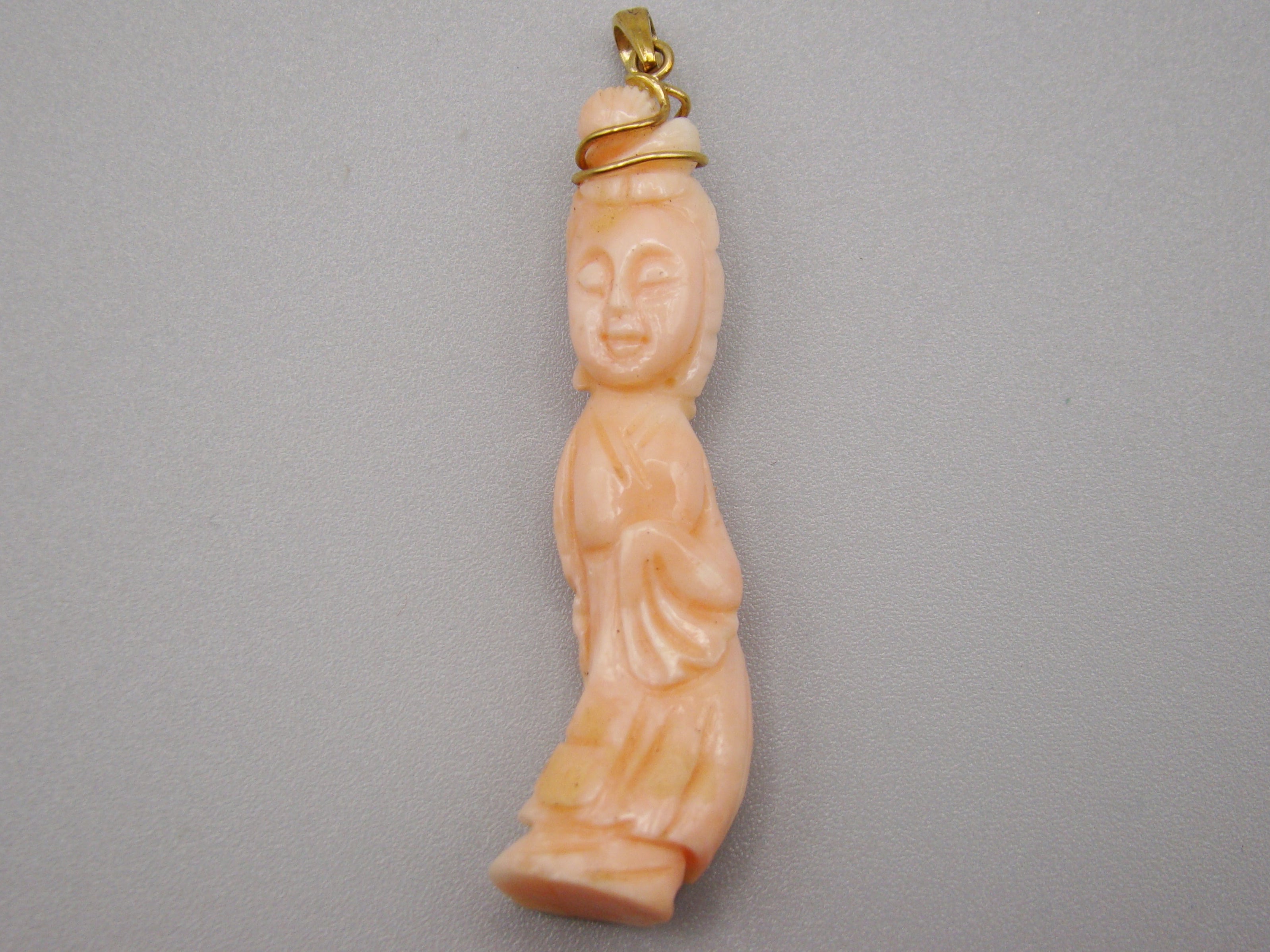 Antique Natural Undyed Salmon Coral Pendant - Kingdom of Antique Arts