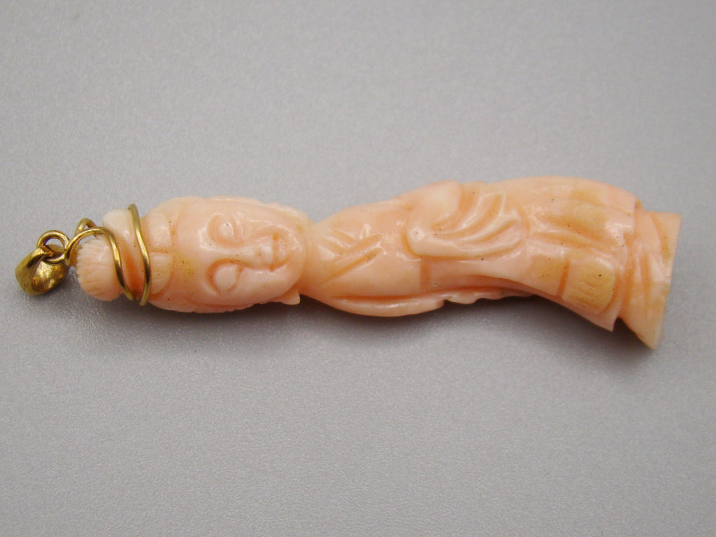 Antique Natural Undyed Salmon Coral Pendant - Kingdom of Antique Arts