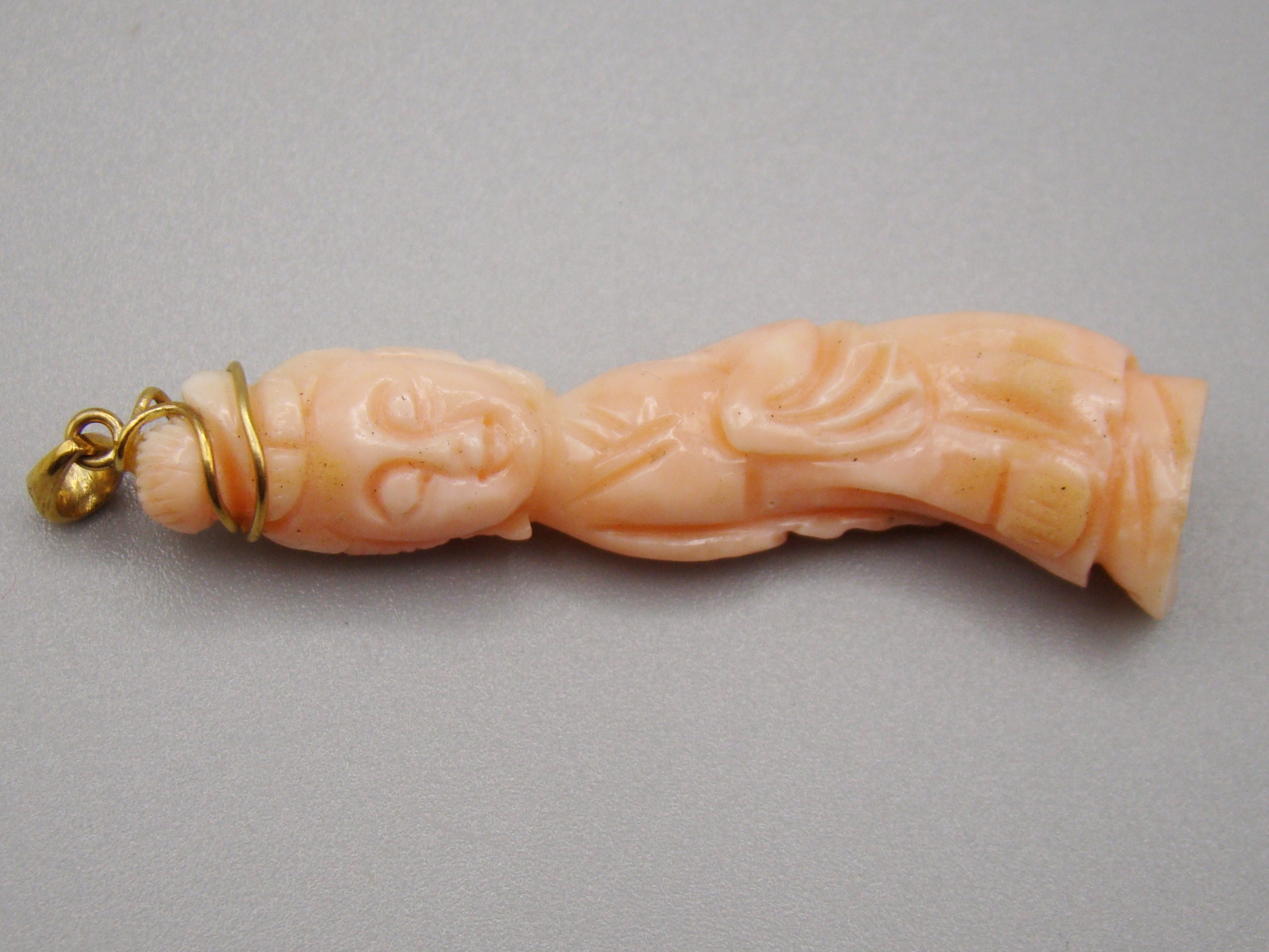 Antique Natural Undyed Salmon Coral Pendant - Kingdom of Antique Arts