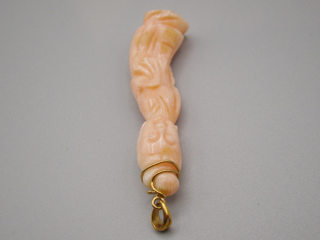 Antique Natural Undyed Salmon Coral Pendant - Kingdom of Antique Arts