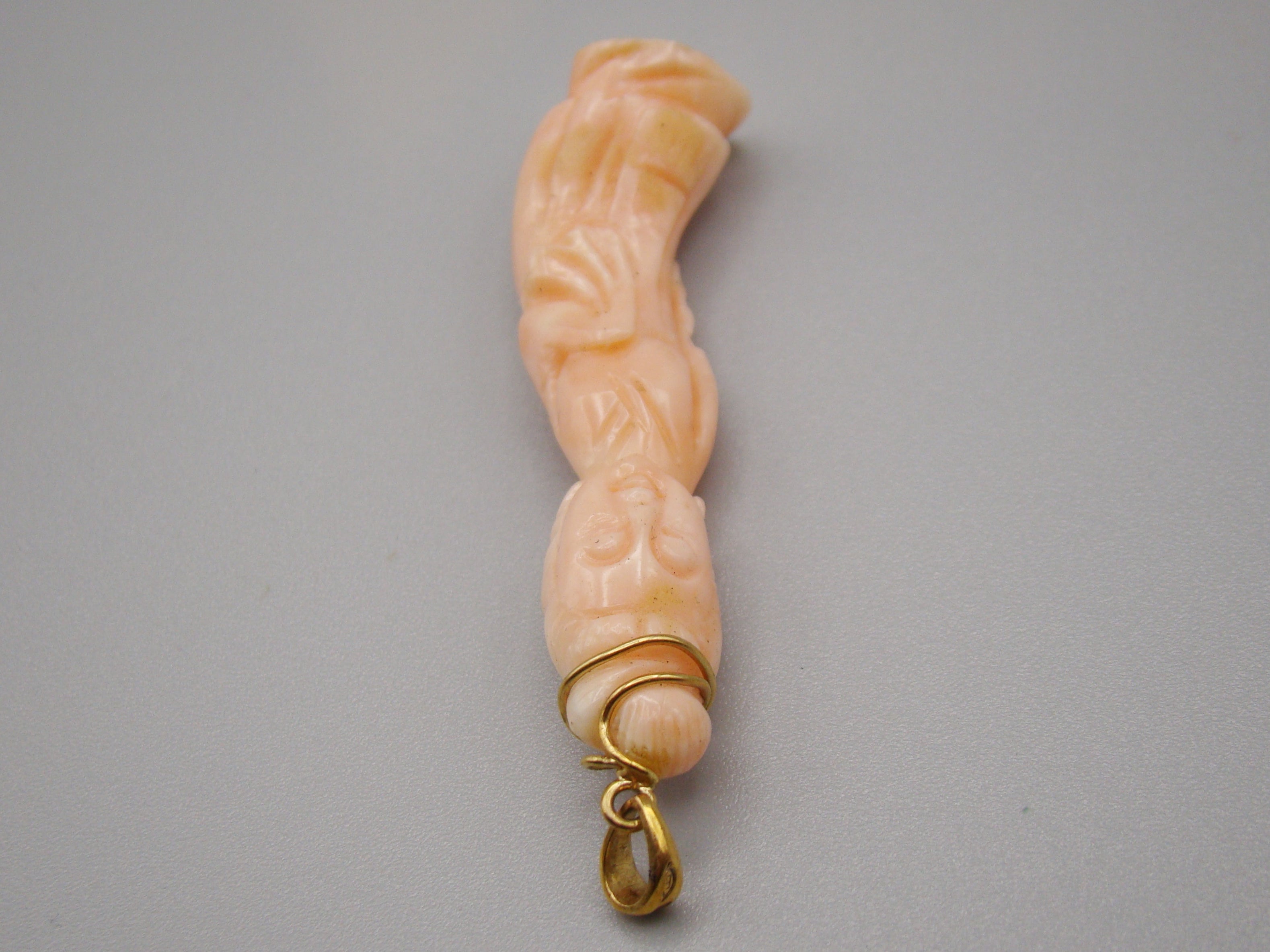 Antique Natural Undyed Salmon Coral Pendant - Kingdom of Antique Arts