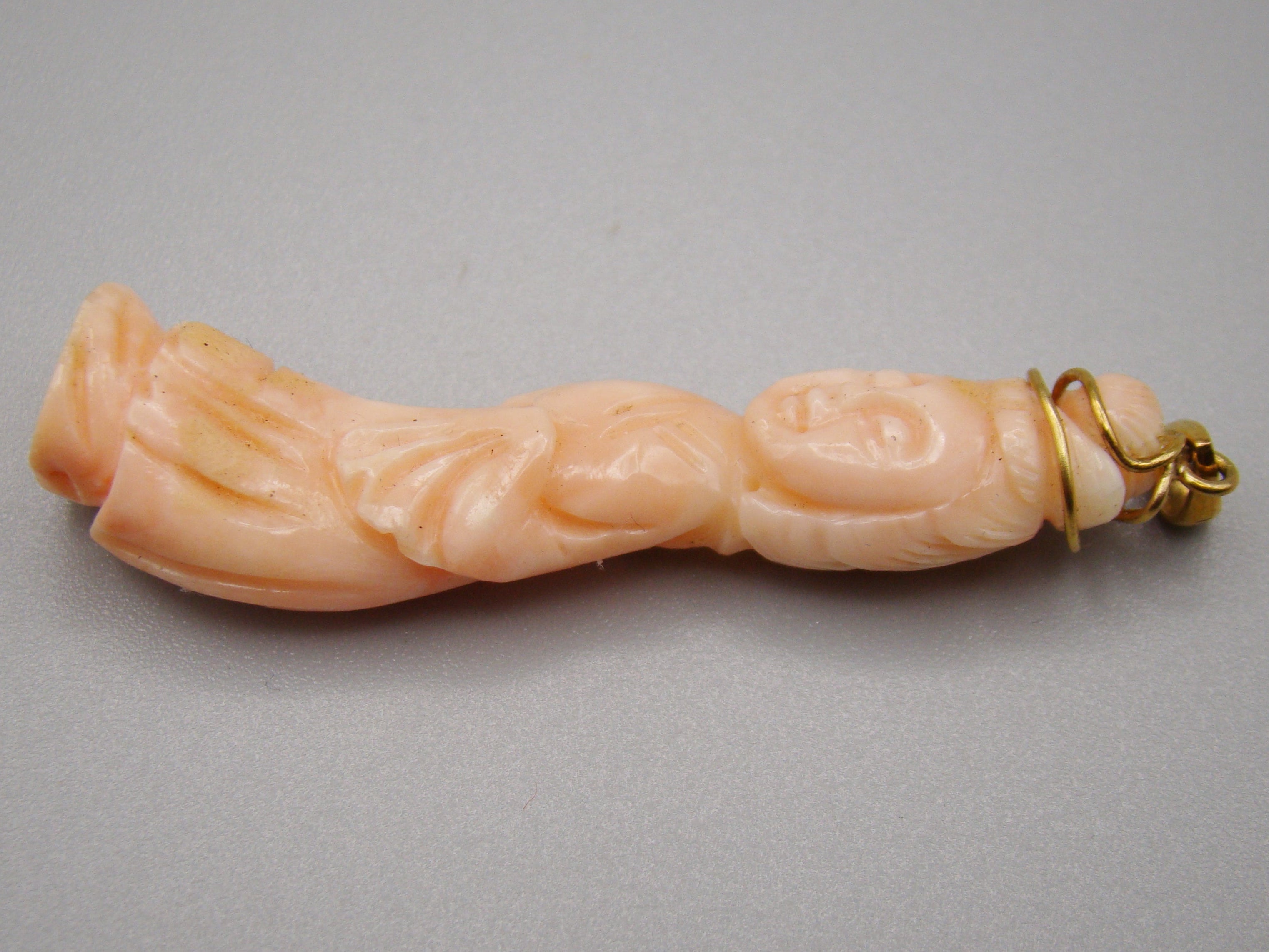 Antique Natural Undyed Salmon Coral Pendant - Kingdom of Antique Arts