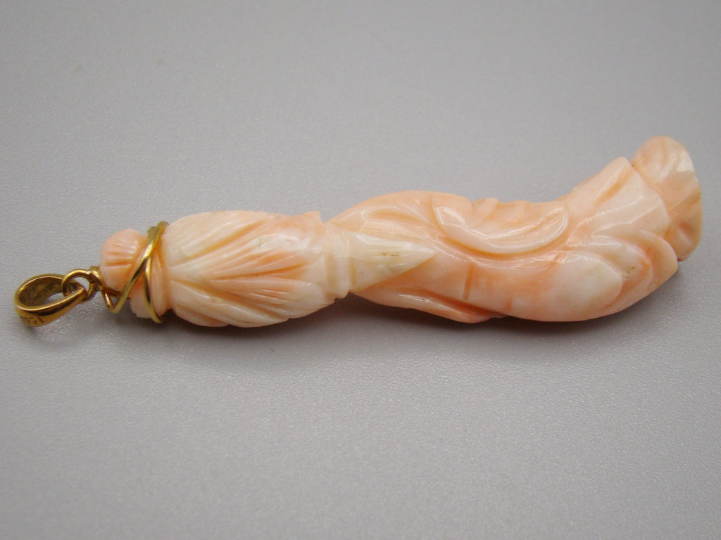 Antique Natural Undyed Salmon Coral Pendant - Kingdom of Antique Arts