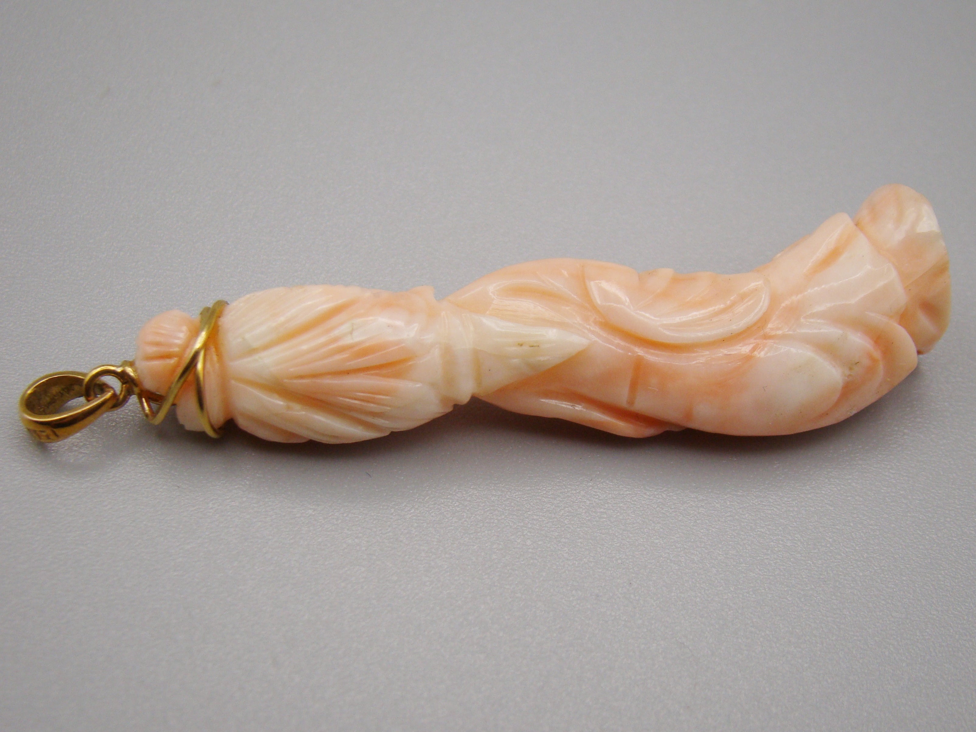 Antique Natural Undyed Salmon Coral Pendant - Kingdom of Antique Arts
