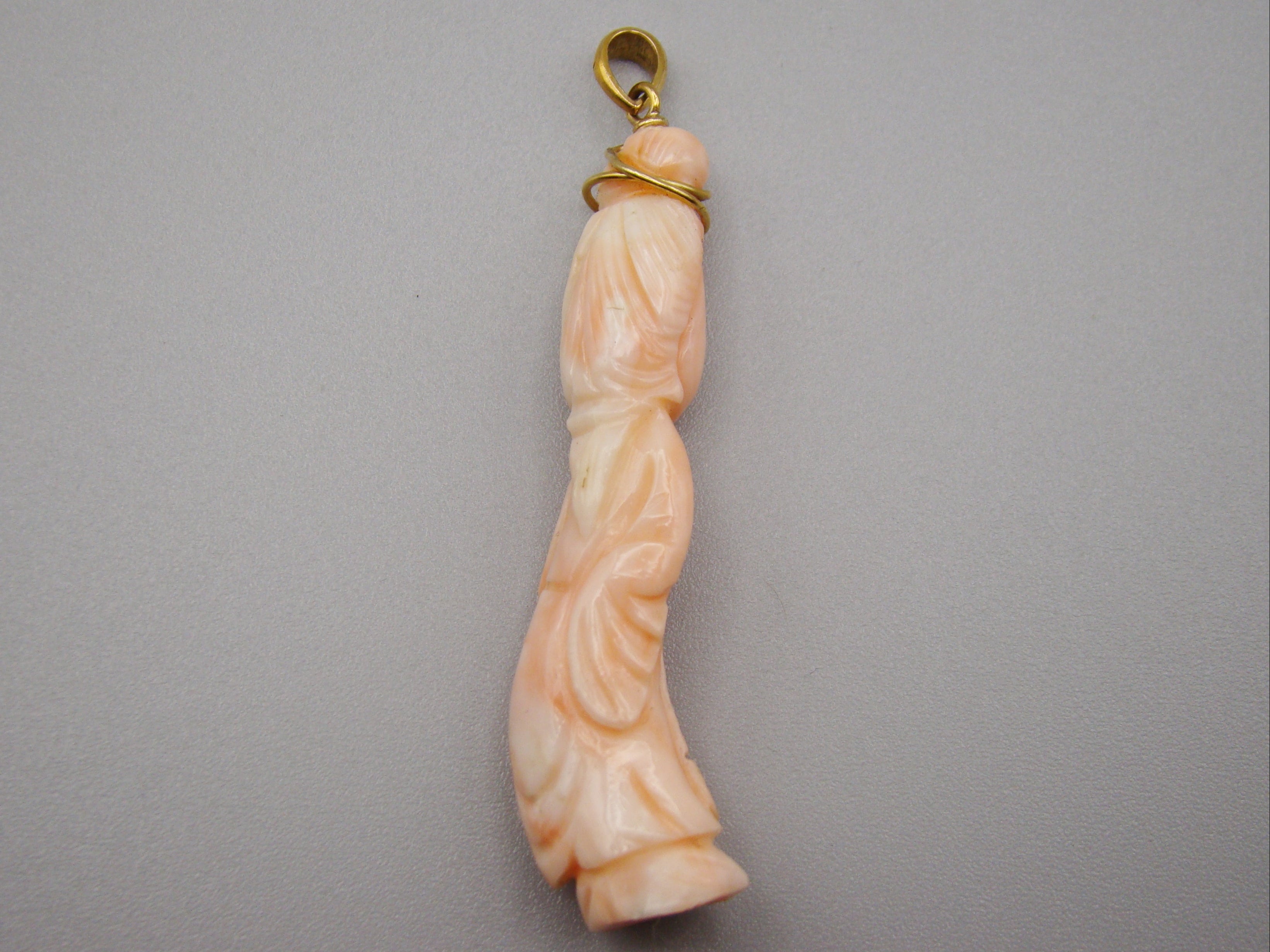 Antique Natural Undyed Salmon Coral Pendant - Kingdom of Antique Arts