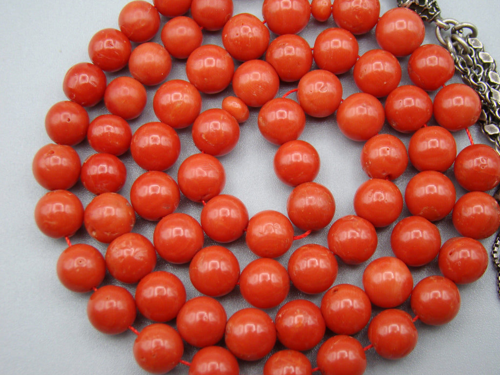 Antique Natural Undyed Dark Aka Blood Red Coral Rosary - Kingdom of Antique Arts