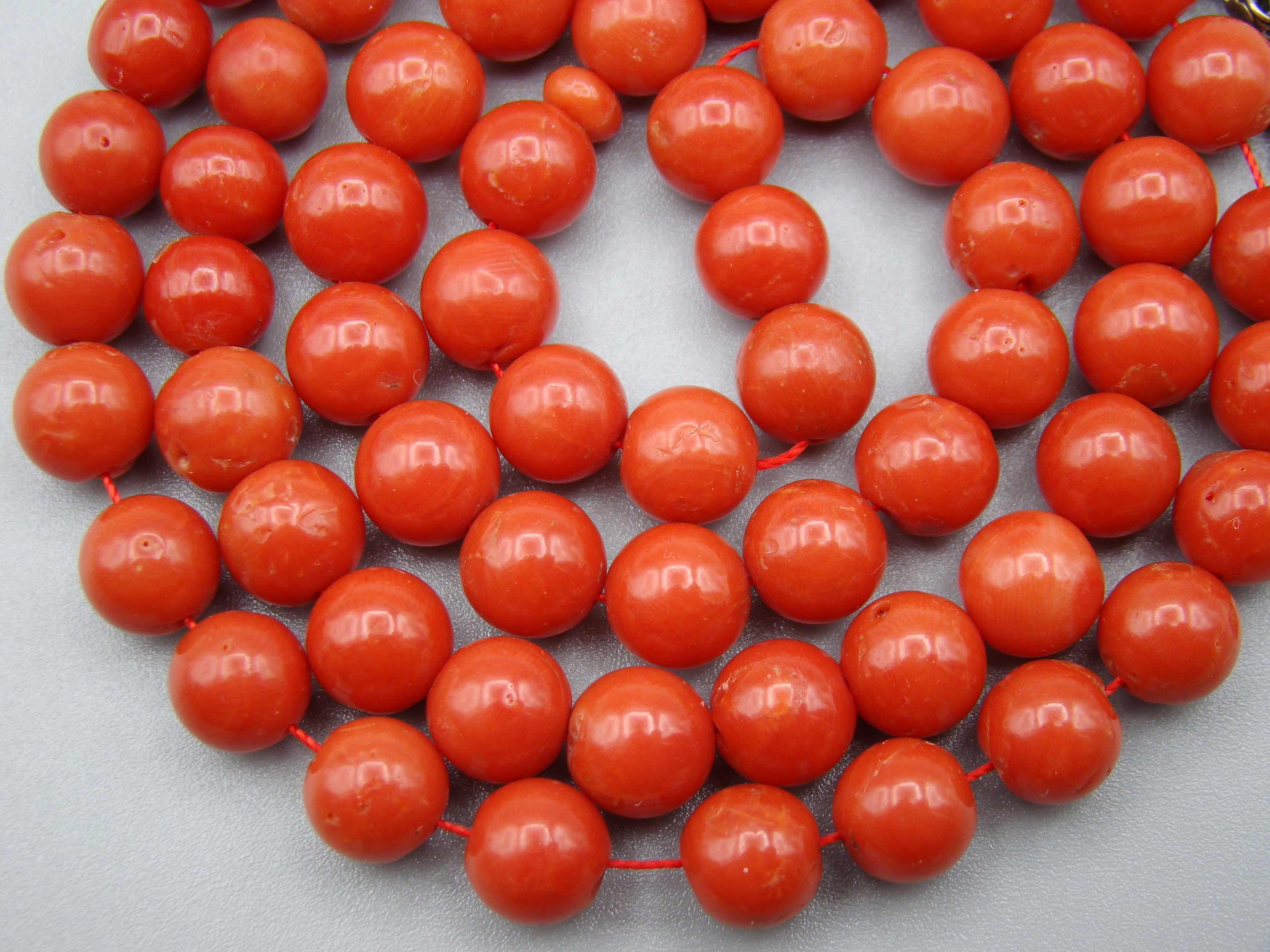 Antique Natural Undyed Dark Aka Blood Red Coral Rosary - Kingdom of Antique Arts