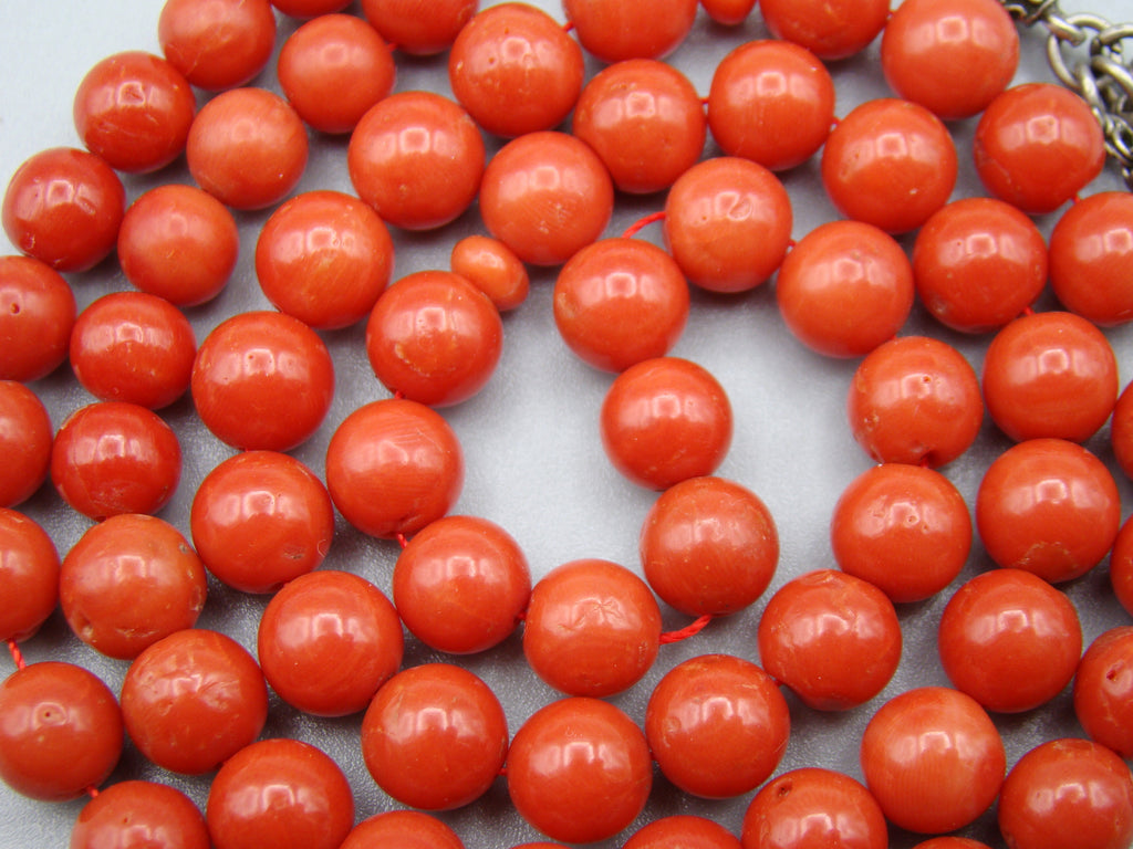 Antique Natural Undyed Dark Aka Blood Red Coral Rosary - Kingdom of Antique Arts