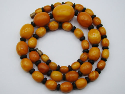 Antique Baltic egg yolk Natural Amber Necklace - Kingdom of Antique Arts