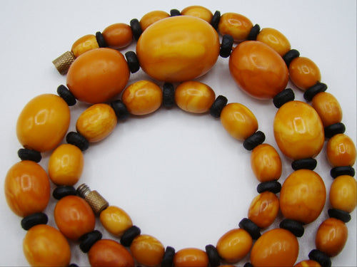 Antique Baltic egg yolk Natural Amber Necklace - Kingdom of Antique Arts