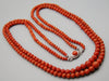 antique coral, natural coral, undyed coral, dark red coral, blood red coral, Italian coral, pacific coral, Sardinian Coral, Coral beads, Coral Rosary beads, Coral chain, Coral necklace, sea coral, aka coral, 2 strand chain, Silver 835 clasp