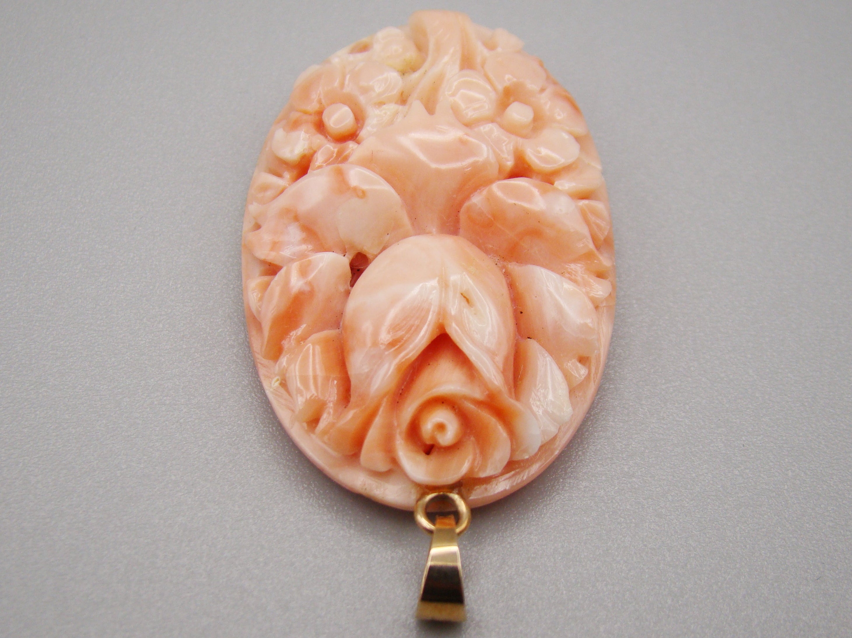 Antique Natural Undyed Momo Salmon Coral Cameo - Kingdom of Antique Arts