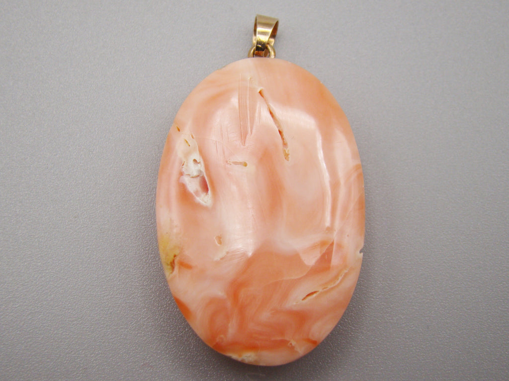 Antique Natural Undyed Momo Salmon Coral Cameo - Kingdom of Antique Arts