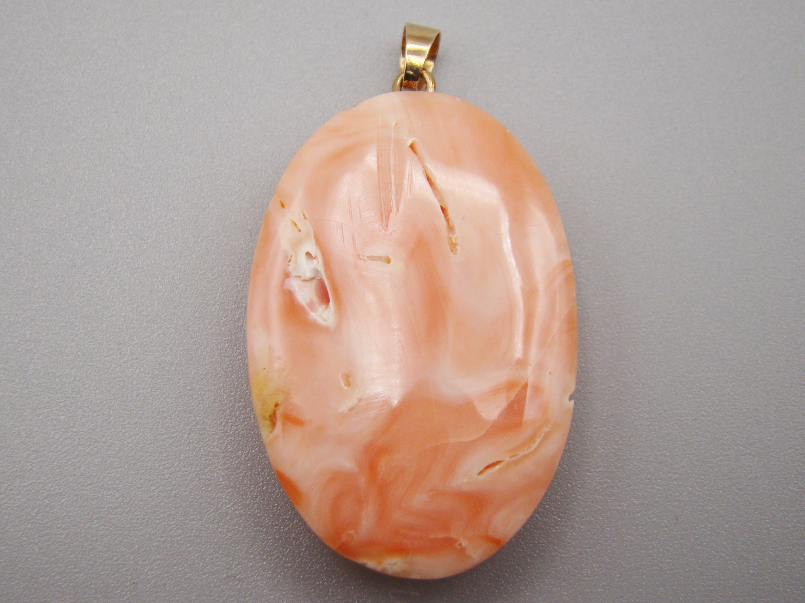 Antique Natural Undyed Momo Salmon Coral Cameo - Kingdom of Antique Arts