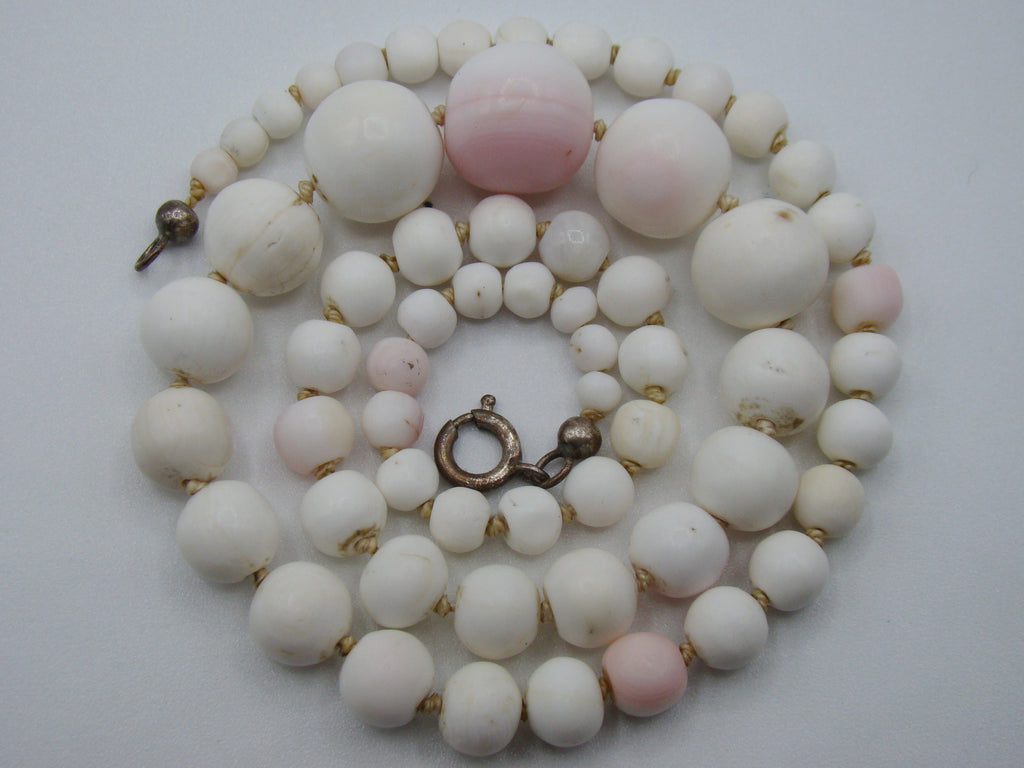 Antique Natural Undyed White Angel Skin Coral Necklace - Kingdom of Antique Arts