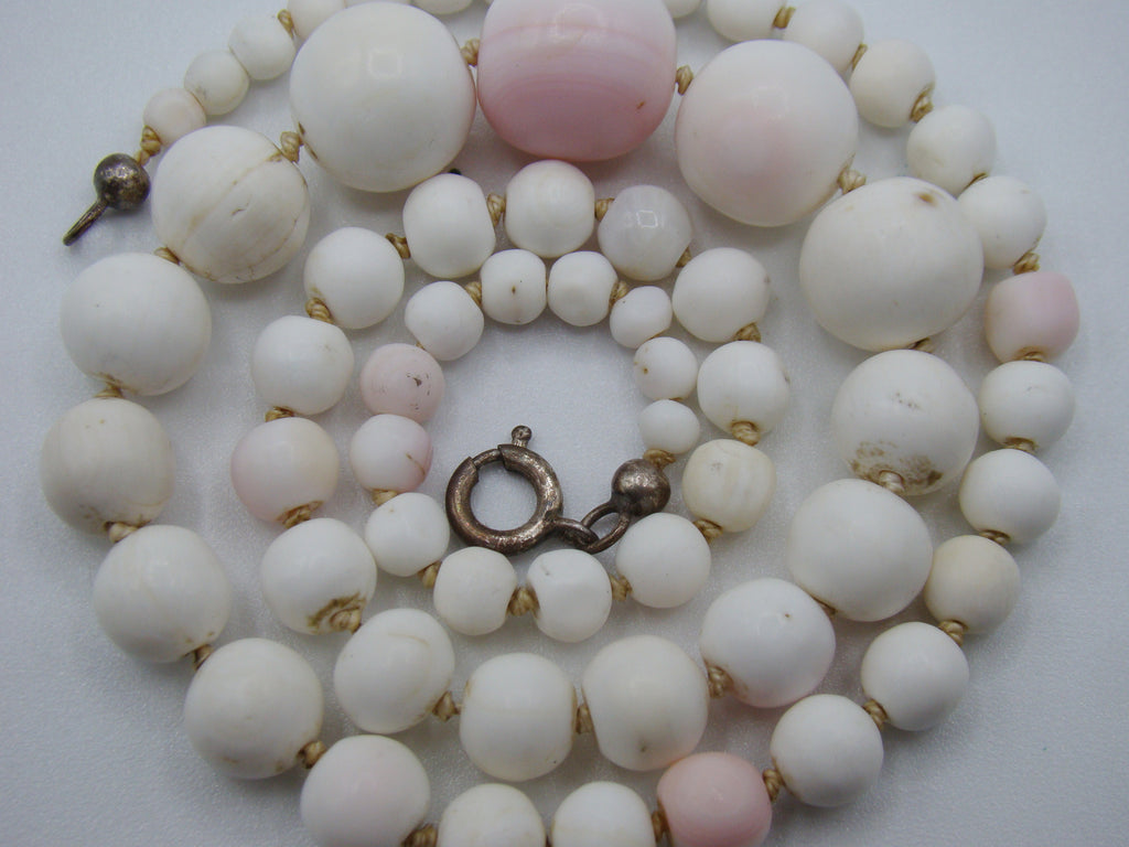 Antique Natural Undyed White Angel Skin Coral Necklace - Kingdom of Antique Arts