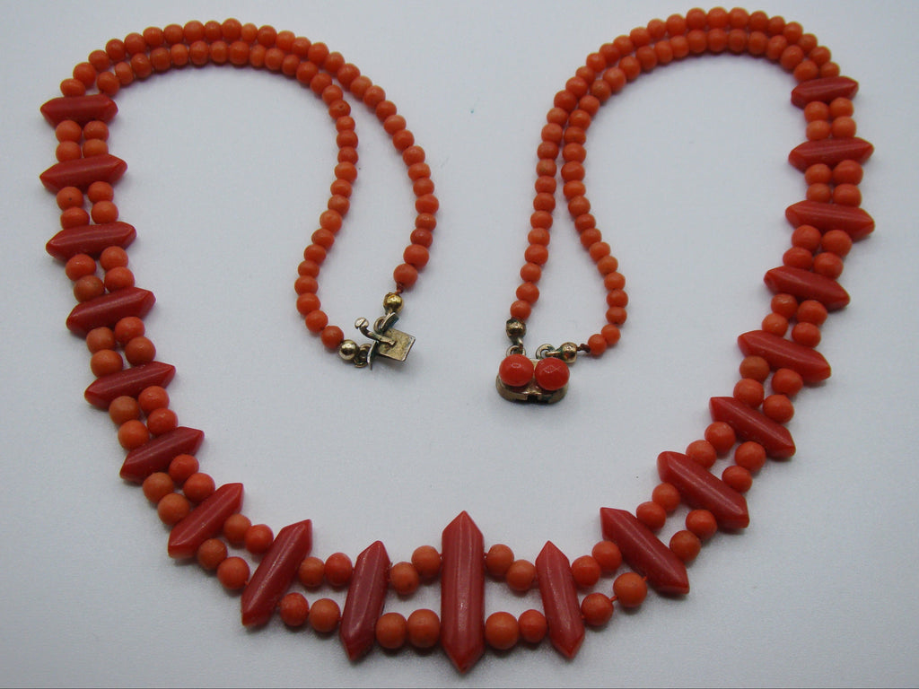 Antique Natural Undyed Orange Coral Necklace - Kingdom of Antique Arts