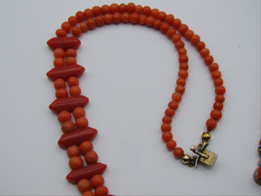 Antique Natural Undyed Orange Coral Necklace - Kingdom of Antique Arts