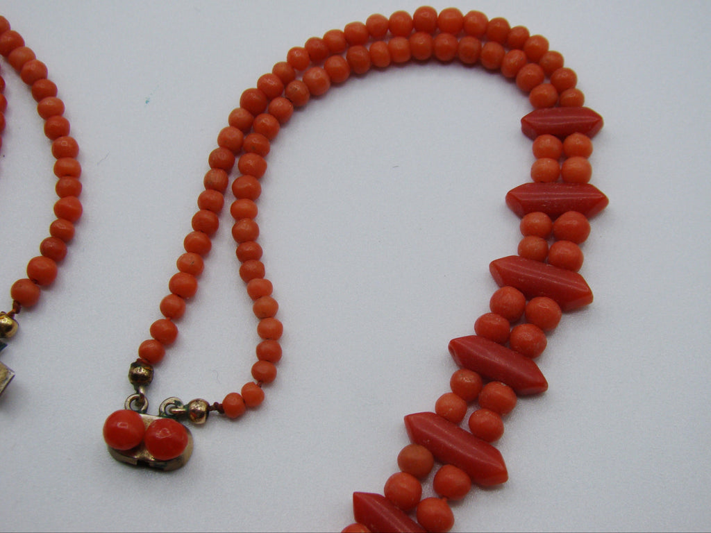 Antique Natural Undyed Orange Coral Necklace - Kingdom of Antique Arts