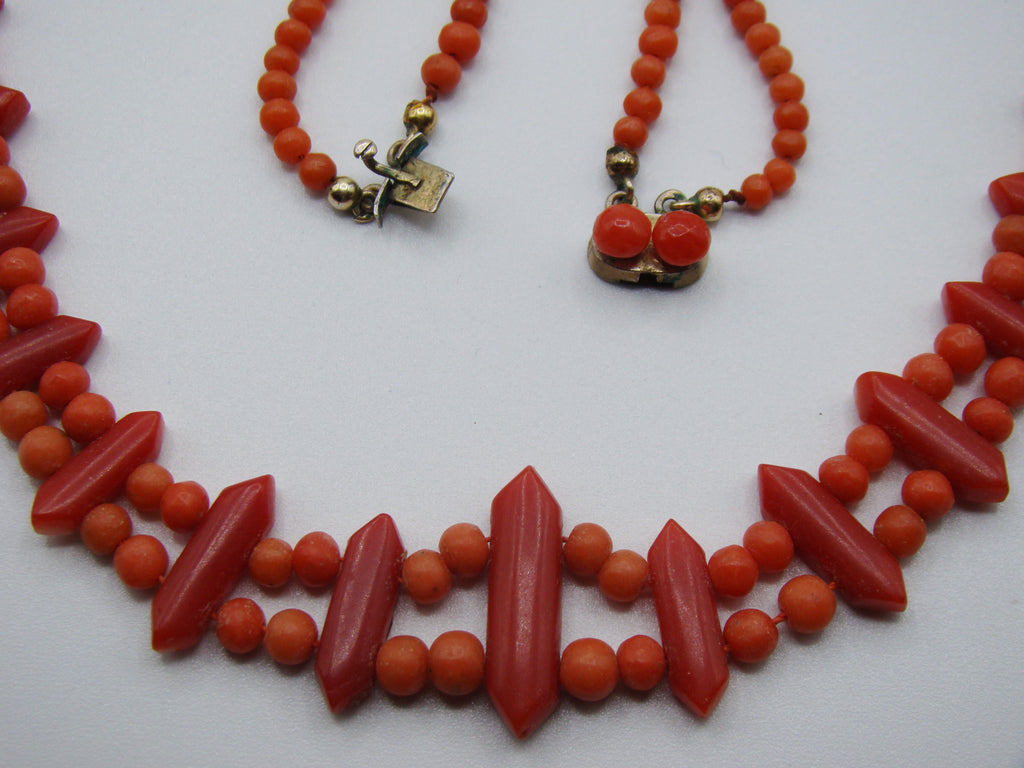 Antique Natural Undyed Orange Coral Necklace - Kingdom of Antique Arts