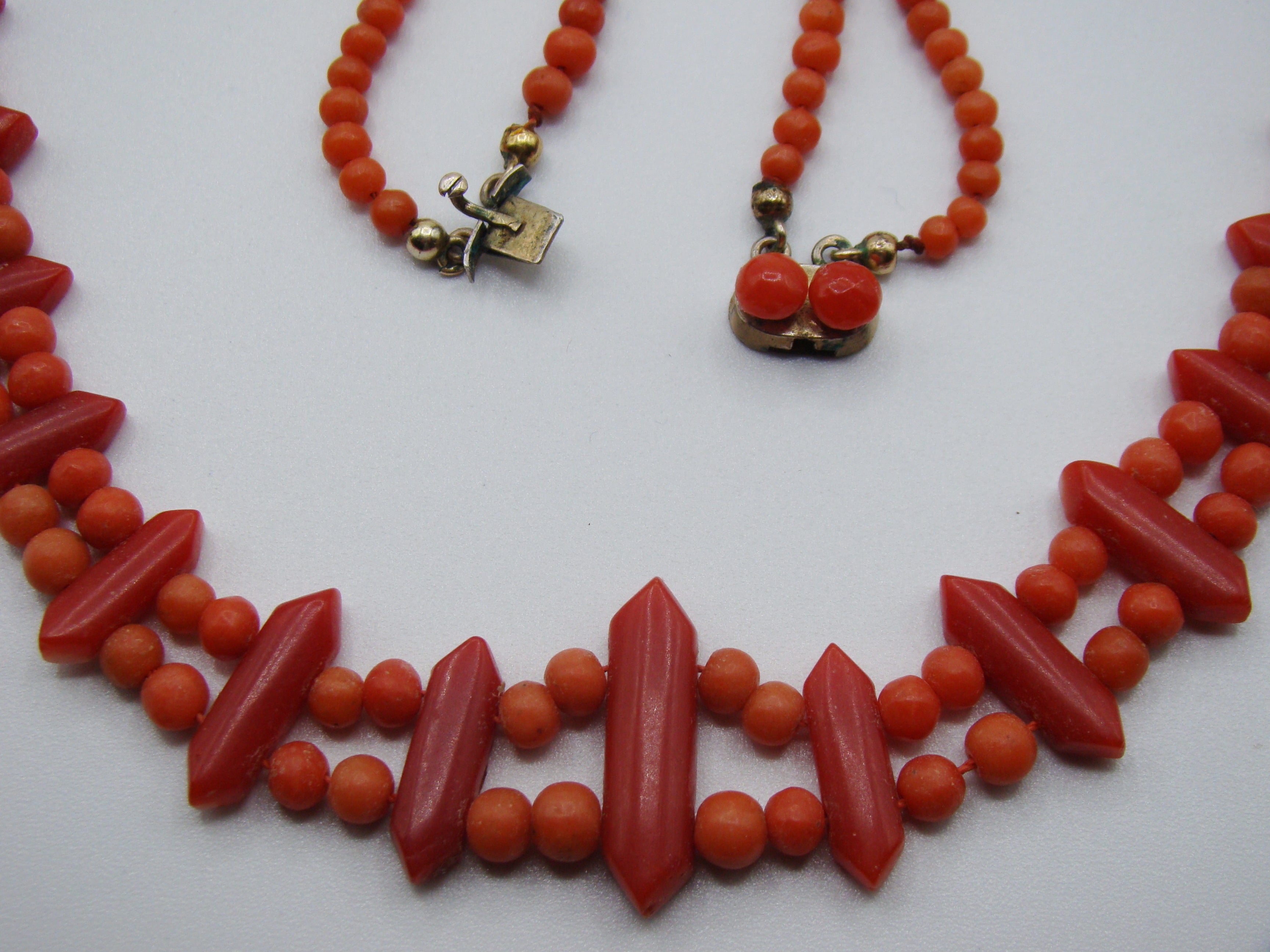 Antique Natural Undyed Orange Coral Necklace - Kingdom of Antique Arts