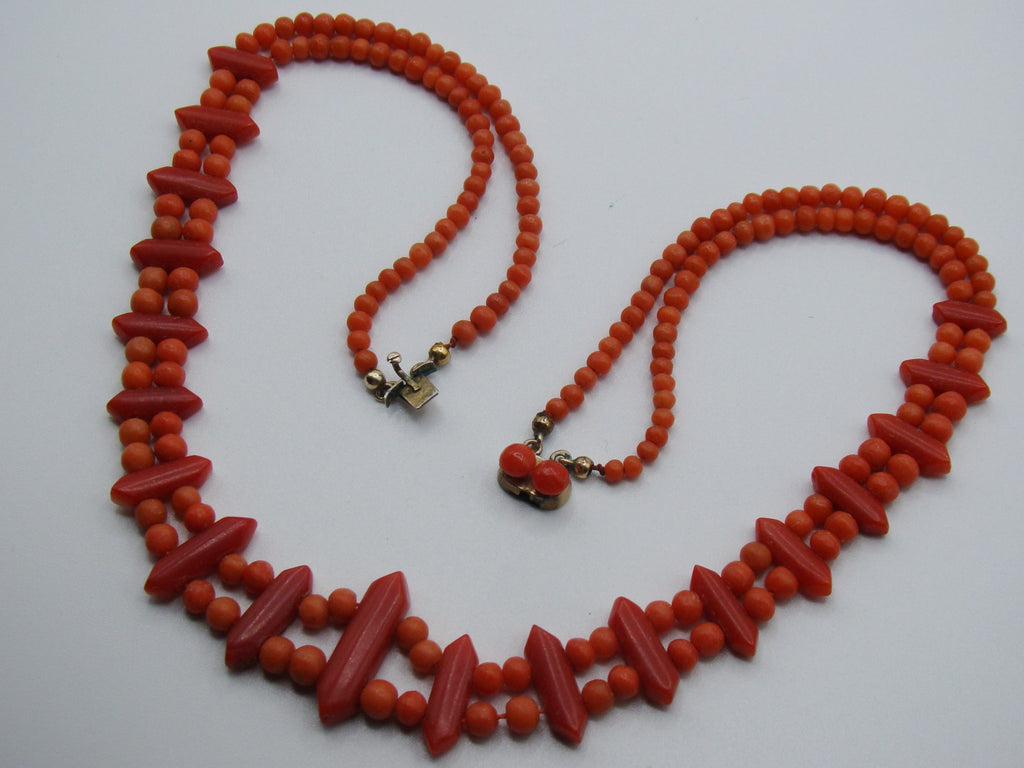 Antique Natural Undyed Orange Coral Necklace - Kingdom of Antique Arts