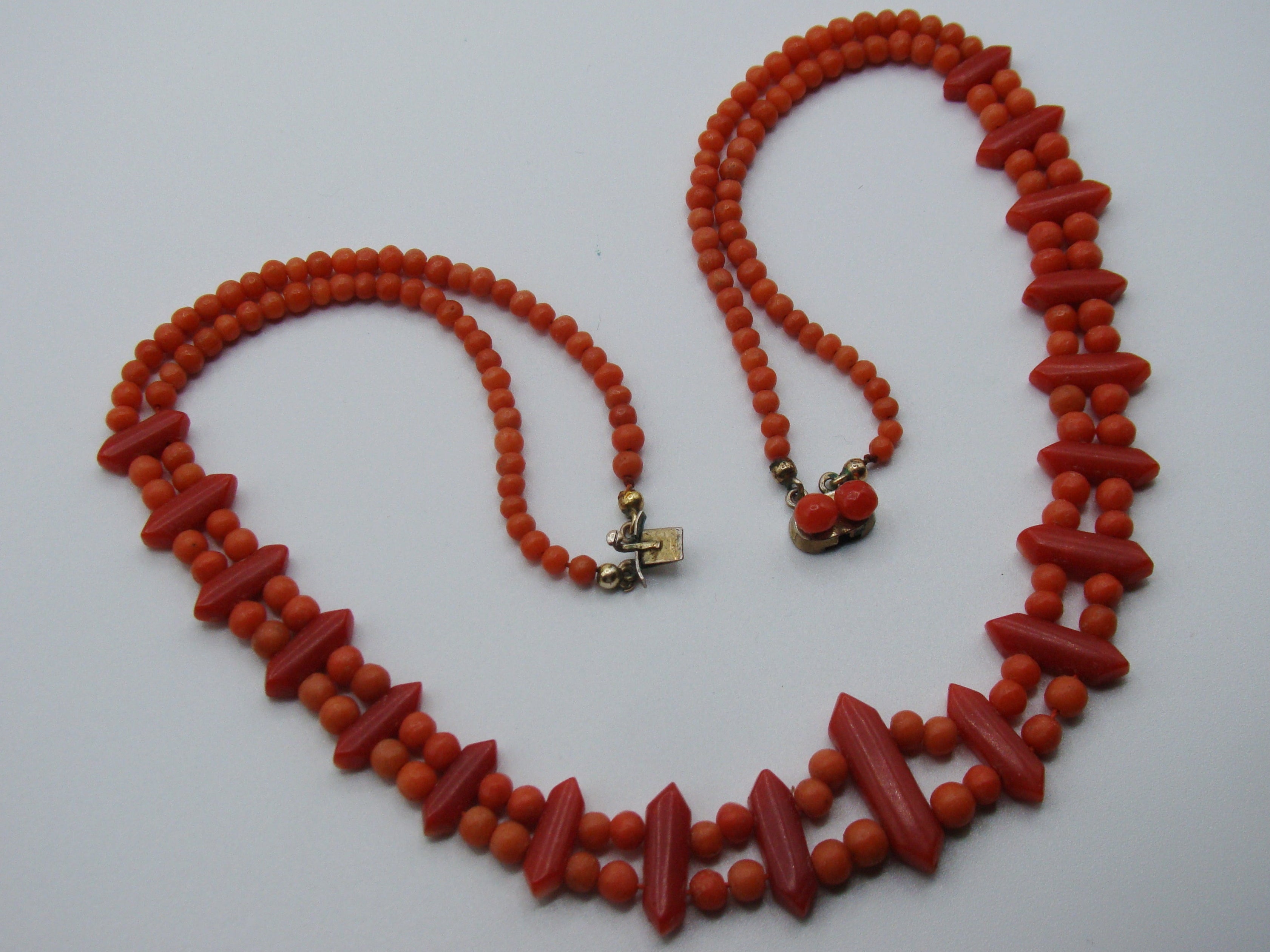 Antique Natural Undyed Orange Coral Necklace - Kingdom of Antique Arts
