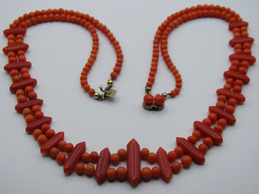 Antique Natural Undyed Orange Coral Necklace - Kingdom of Antique Arts