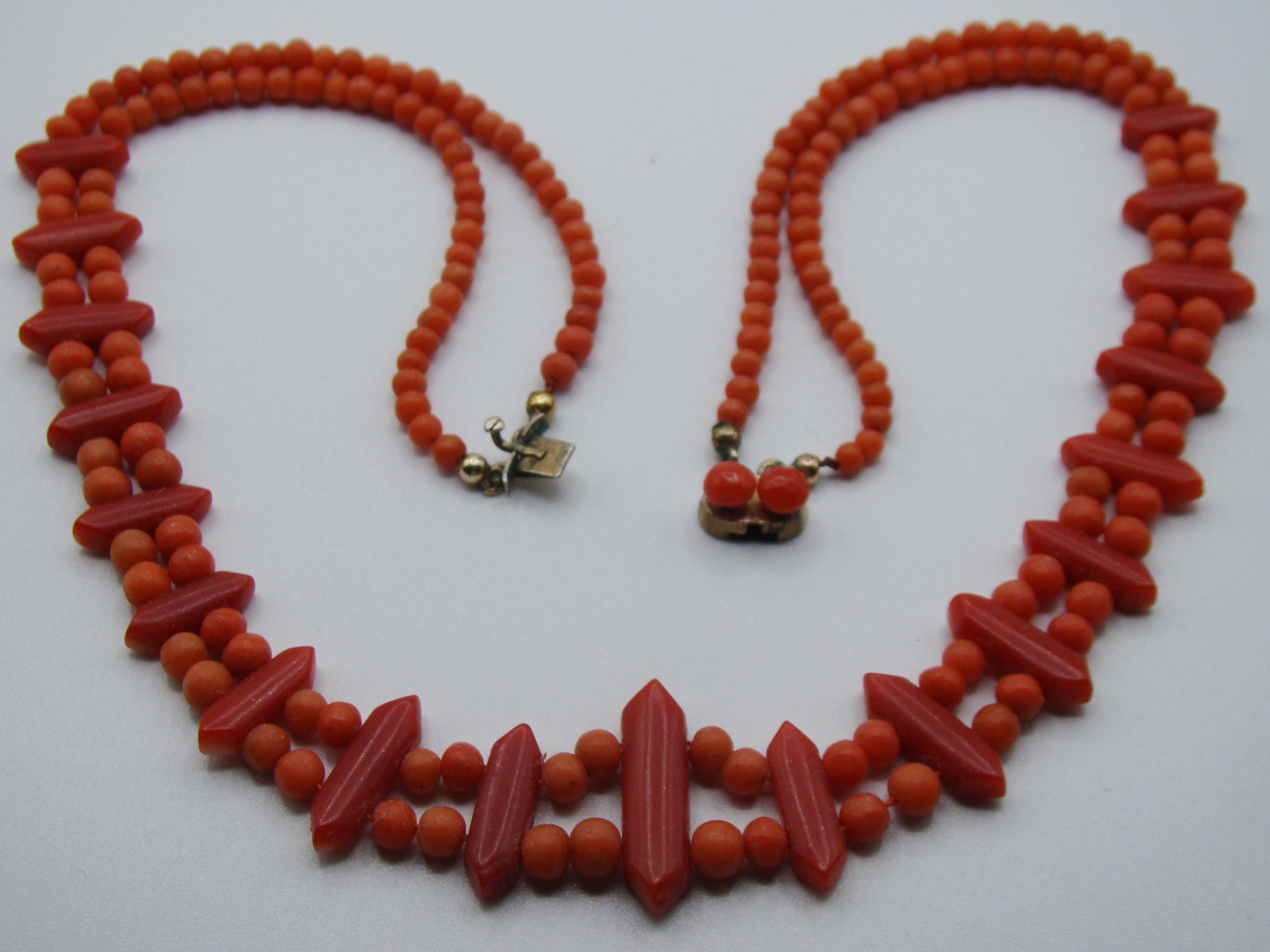 Antique Natural Undyed Orange Coral Necklace - Kingdom of Antique Arts