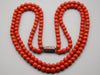 antique coral, natural coral, undyed coral, dark red coral, blood red coral, Italian coral, pacific coral, Sardinian Coral, Coral beads, Coral Rosary beads, Coral chain, Coral necklace, sea coral, aka coral, 2 strand chain, Sterling Silver clasp