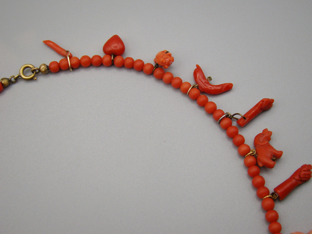 antique coral, natural coral, undyed coral, momo salmon coral, Italian coral, pacific coral, Sardinian Coral, sea coral, Mediterranean coral, Mediterranean necklace, Mediterranean chain, coral necklace, Mediterranean momo coral, handcarved coral, momo coral, salmon coral, Gold 14 Karat, Gold 18 Karat