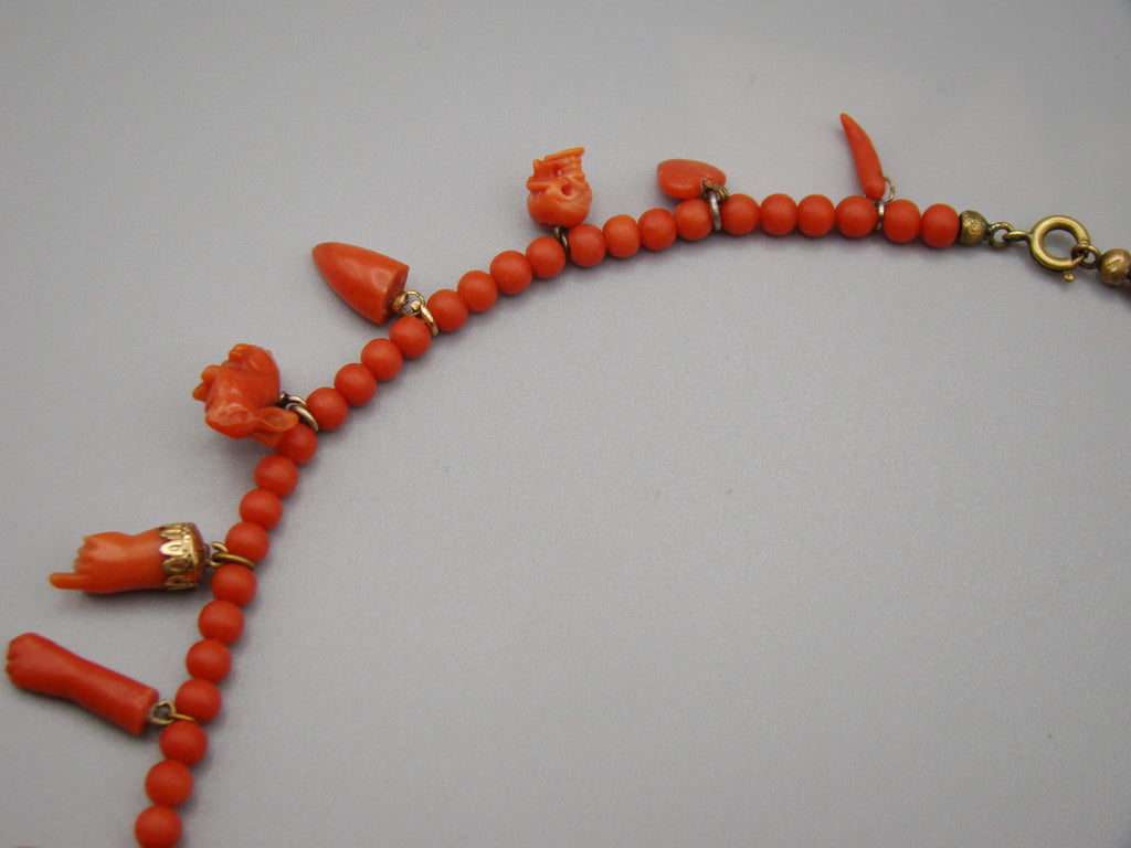 antique coral, natural coral, undyed coral, momo salmon coral, Italian coral, pacific coral, Sardinian Coral, sea coral, Mediterranean coral, Mediterranean necklace, Mediterranean chain, coral necklace, Mediterranean momo coral, handcarved coral, momo coral, salmon coral, Gold 14 Karat, Gold 18 Karat