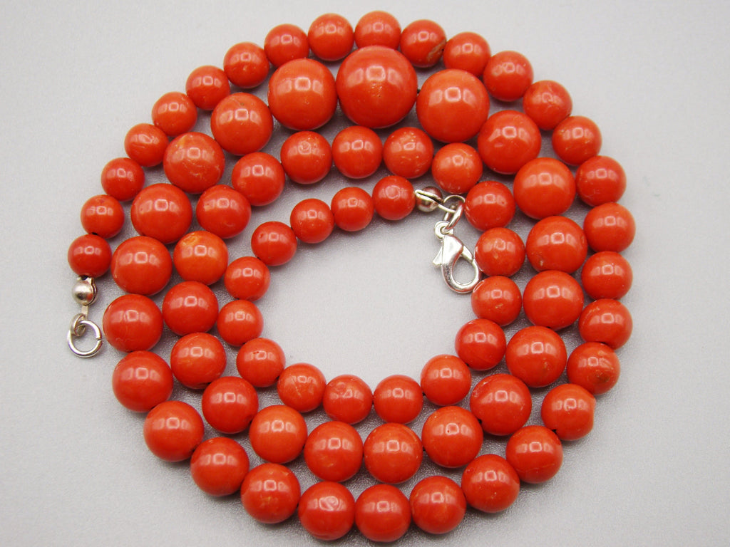 Antique Natural Undyed Mediterranean Aka Red Coral Necklace - Kingdom of Antique Arts