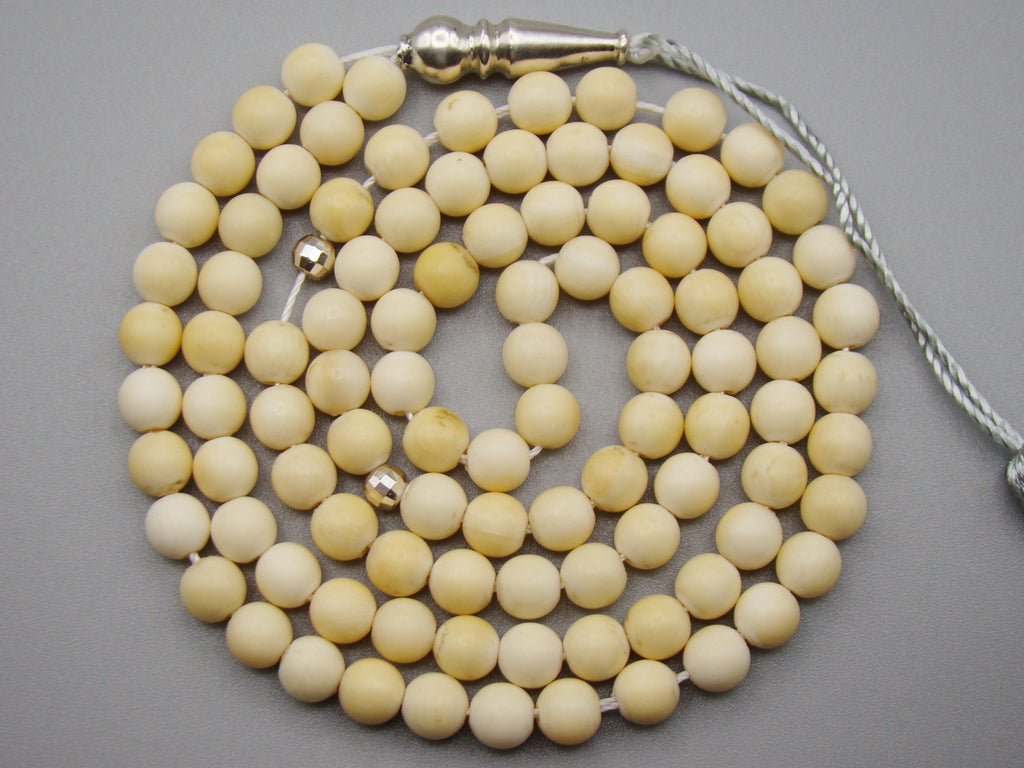 Antique Ivory, Natural Ivory, Mediterranean Ivory, handcarved Ivory, Asien Ivory, Elephant Ivory, Ivory Chain, Ivory necklace, Ivory Rosary, Rosary beads,  مسبحة, Masbaha, Muslim prayer beads, Sterling Silver