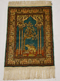 Antique Turkish Hereke Silk Wall Carpet – Tiger Motif, Pure Silk on Silk, Multicolor, Hand-Knotted | Kingdom of Antique Arts