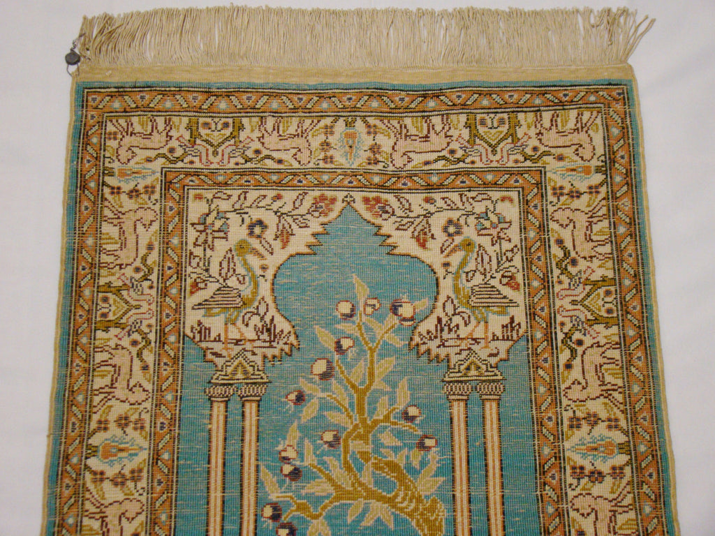 Multicolor Silk Threads – Antique Hereke Tiger Motif Wall Carpet, Collector Piece | Kingdom of Antique Arts