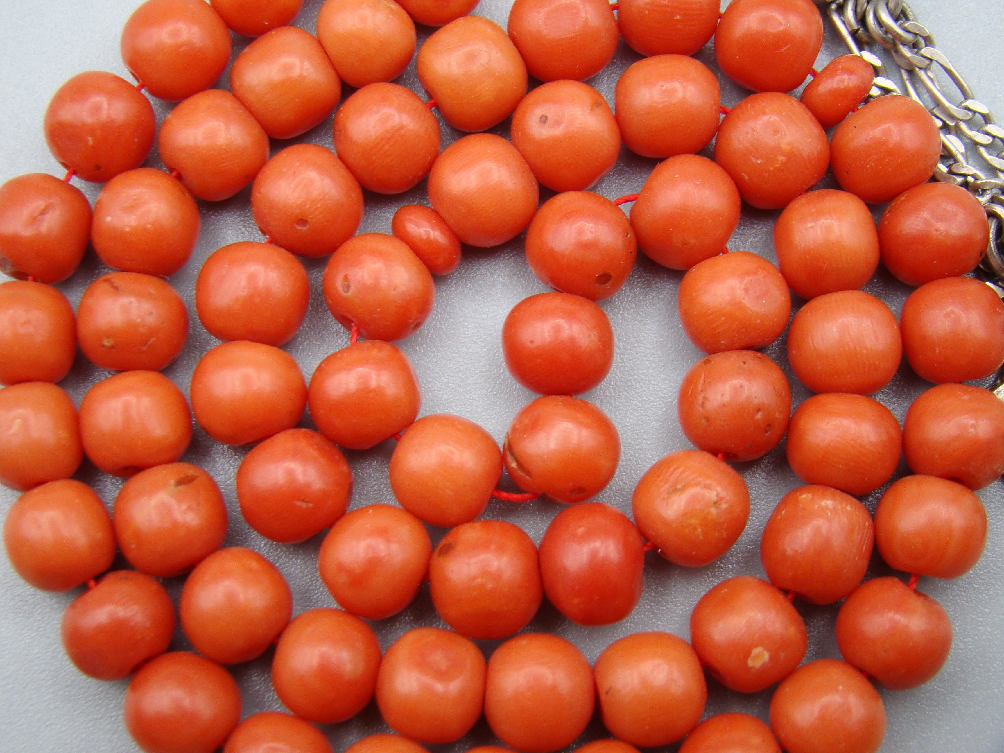 Antique Natural Undyed Mediterranean Dark Orange Coral Rosary - Kingdom of Antique Arts